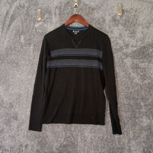 Smartwool Mens Sparwood Stripe Crew Sweater Black Outdoor Winter  Sz M